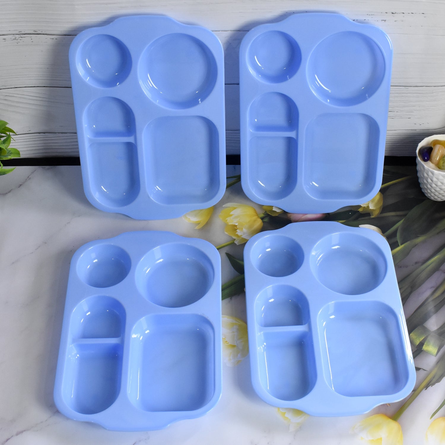 Unbreakable Plastic Food Plates / Biodegradable 5 Compartment Square Plate for Food Unbreakable Plastic Food Plates / Biodegradable 5 Compartment Square Plate for Food